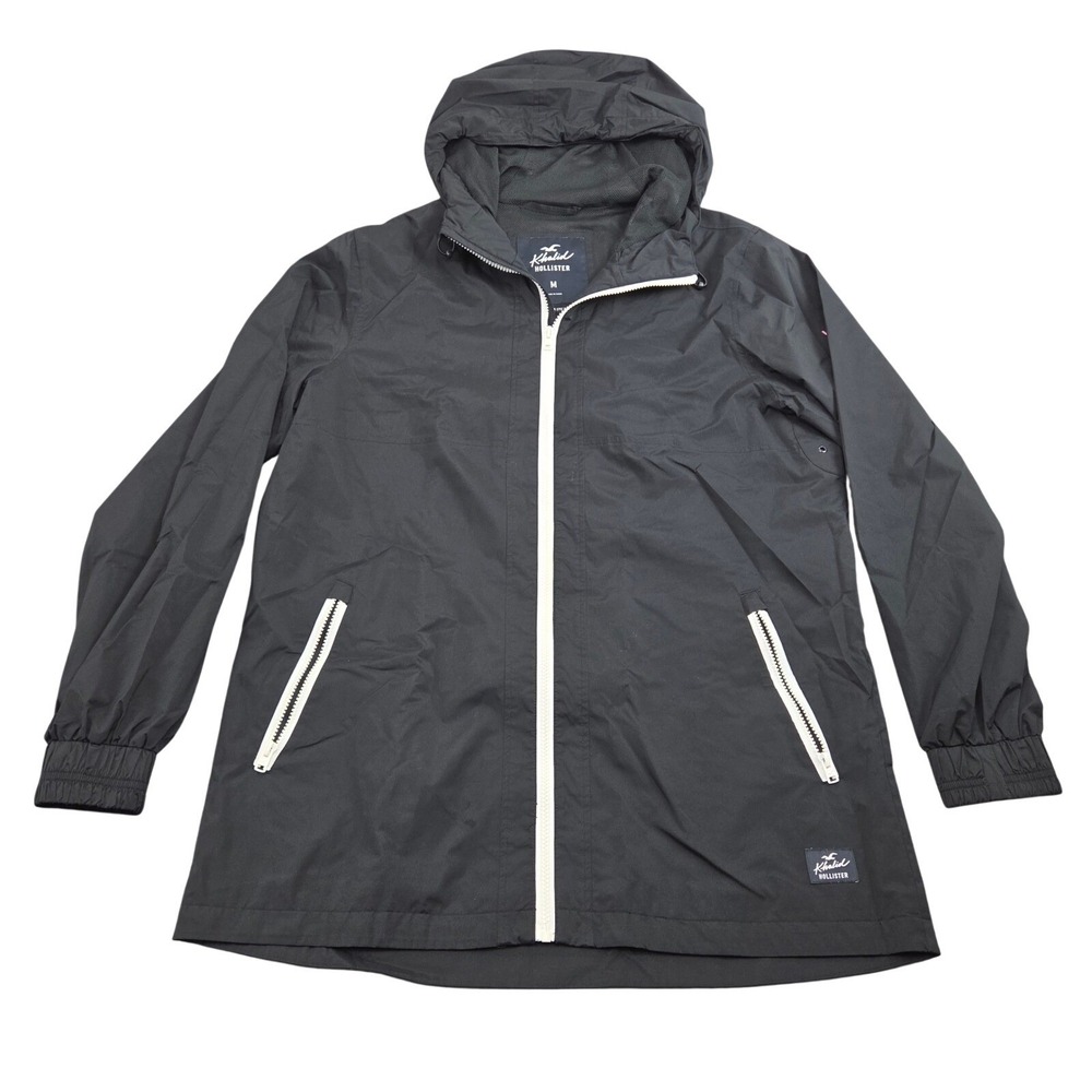Hollister x Khalid Collab Windbreaker Jacket Mens M Black Epic Flex Long Hooded